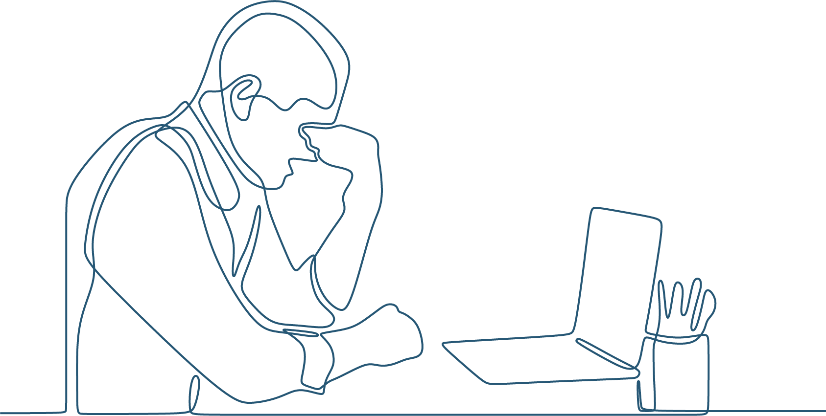 悩みや課題を整理しながら考えているイメージ